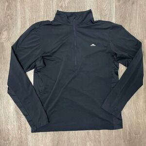 J. Lindeberg 1/4 Zip Men's Large Blue Luke Half Zip Mid Layer Golf Performance